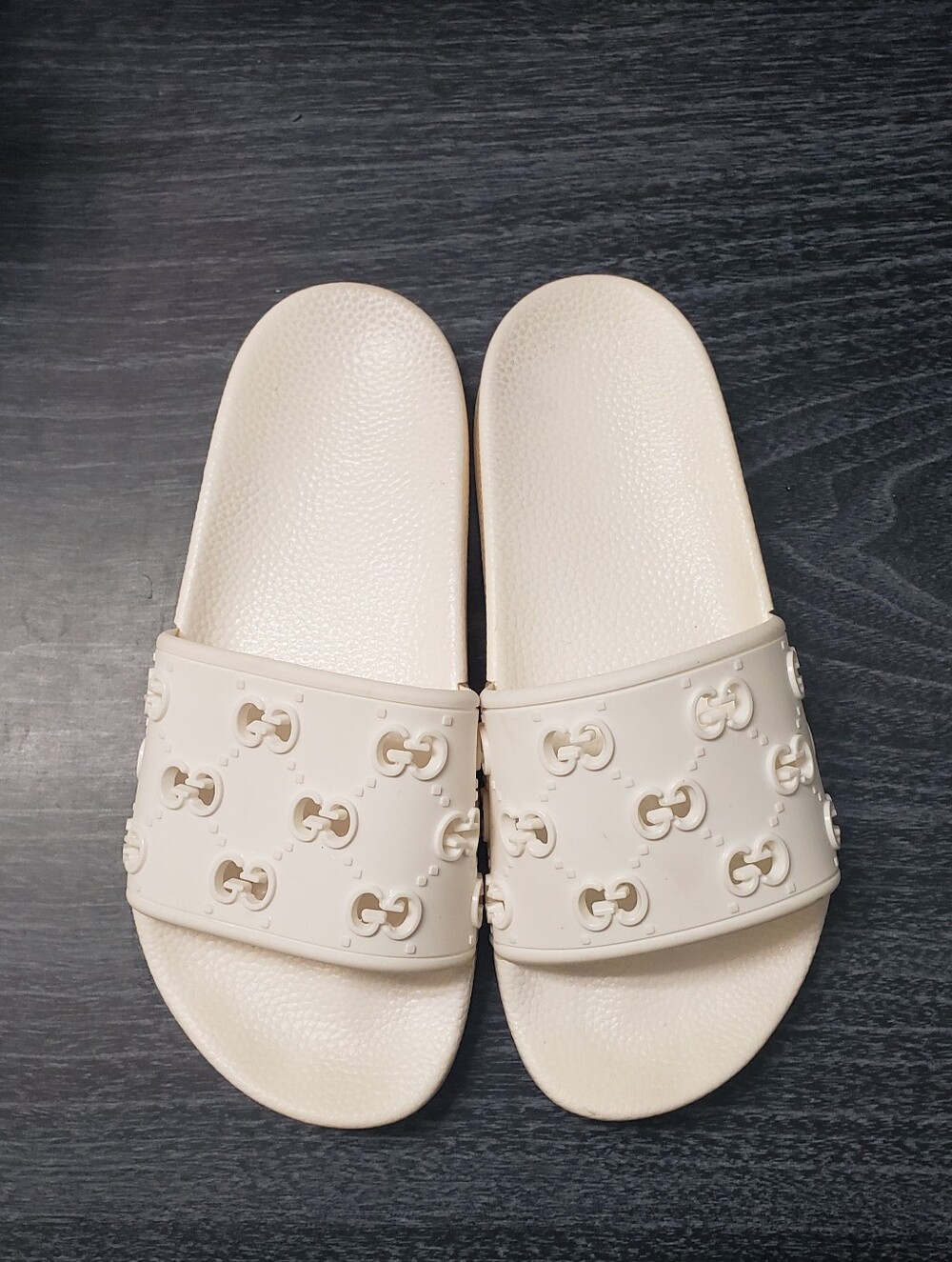 Fashion GG Woman White Rubber Slides Sandals
